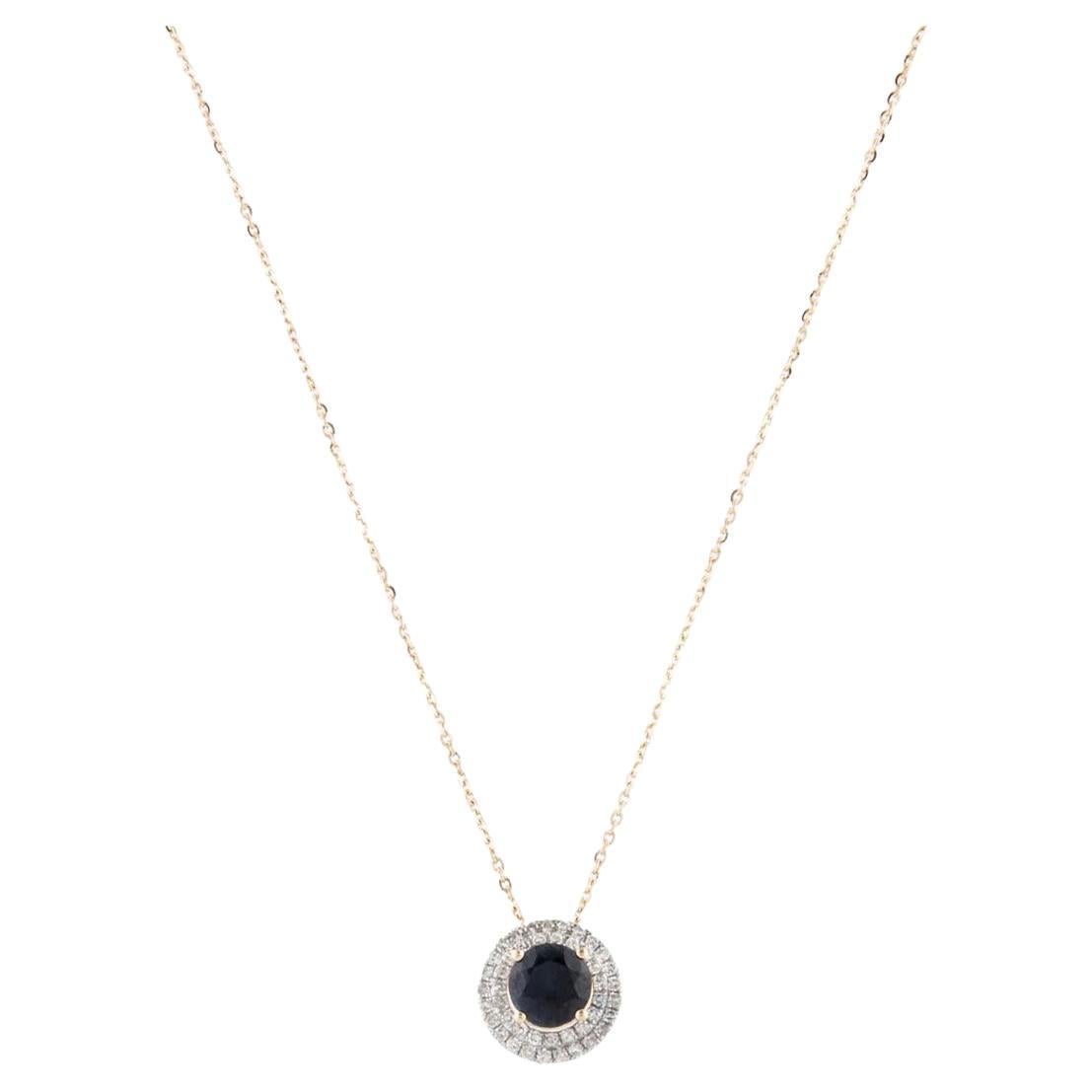 14K Sapphire & Diamond Pendant Necklace - Timeless Elegance, Stunning Jewelry For Sale