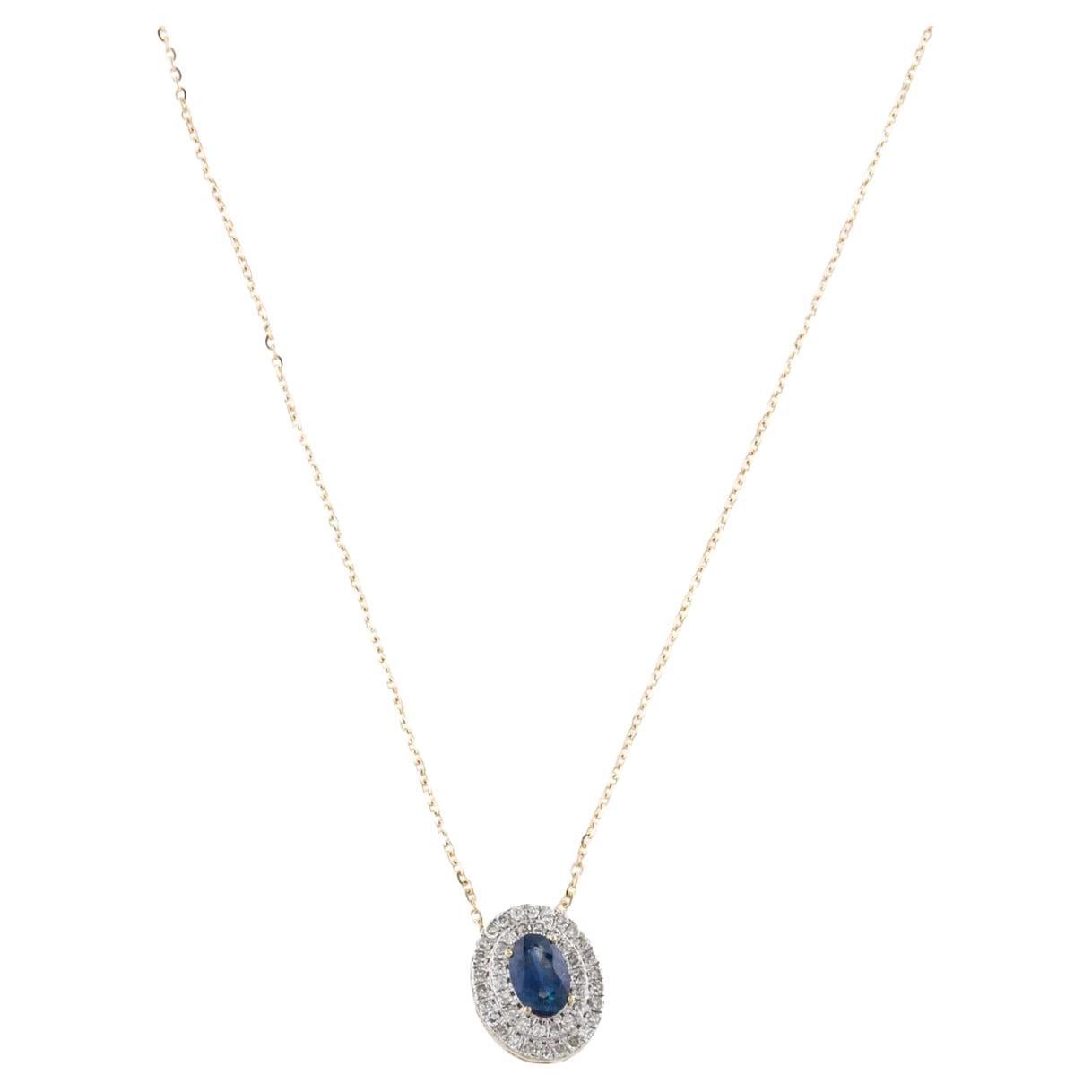 14K Sapphire Diamond Pendant Necklace - Timeless & Elegant Statement Jewelry