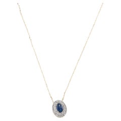 14K Saphir Diamant Pendentif Collier - Timeless & Elegant Statement Jewelry