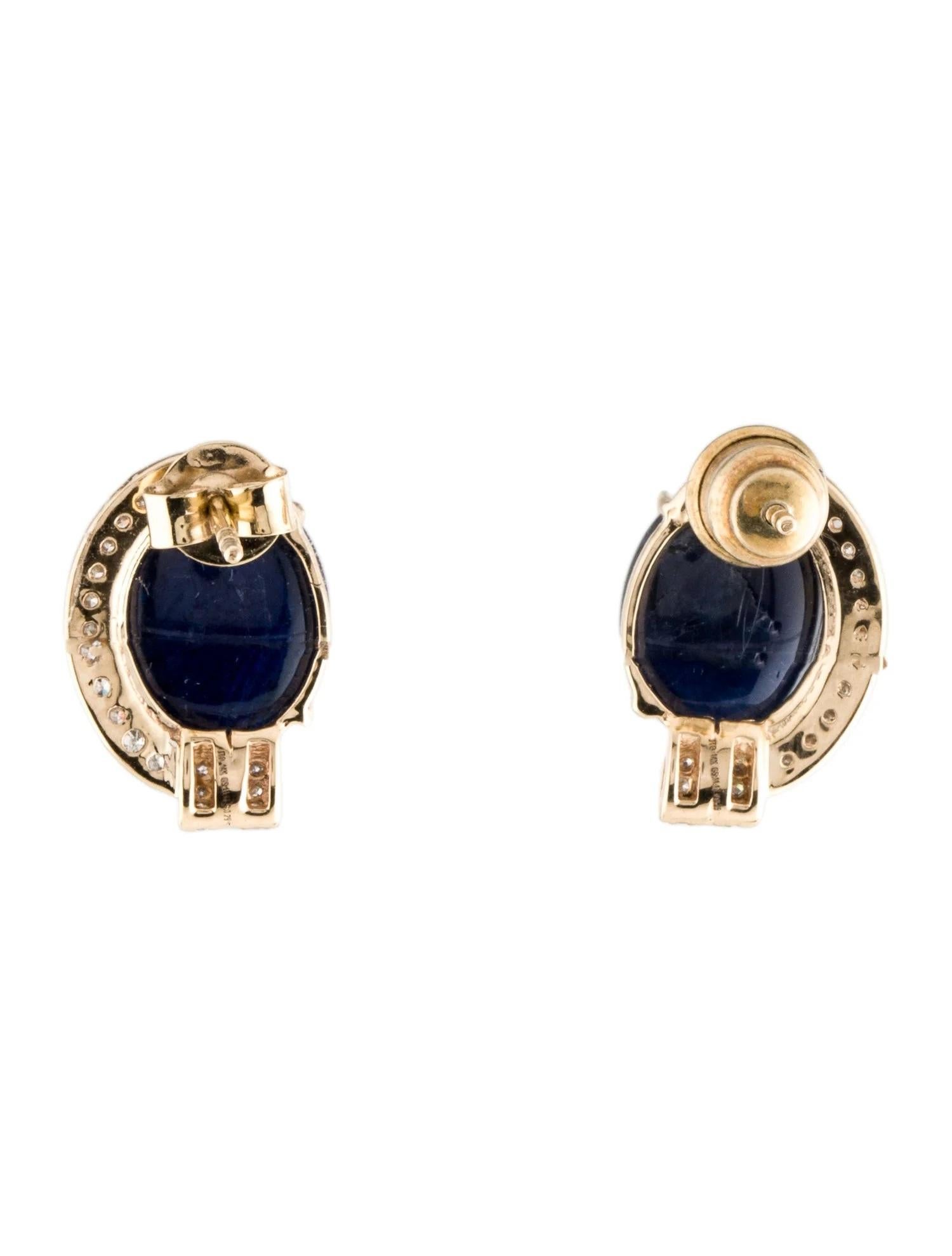 Artist 14K Sapphire & Diamond Stud Earrings, 11.70ctw Oval Blue Sapphire For Sale