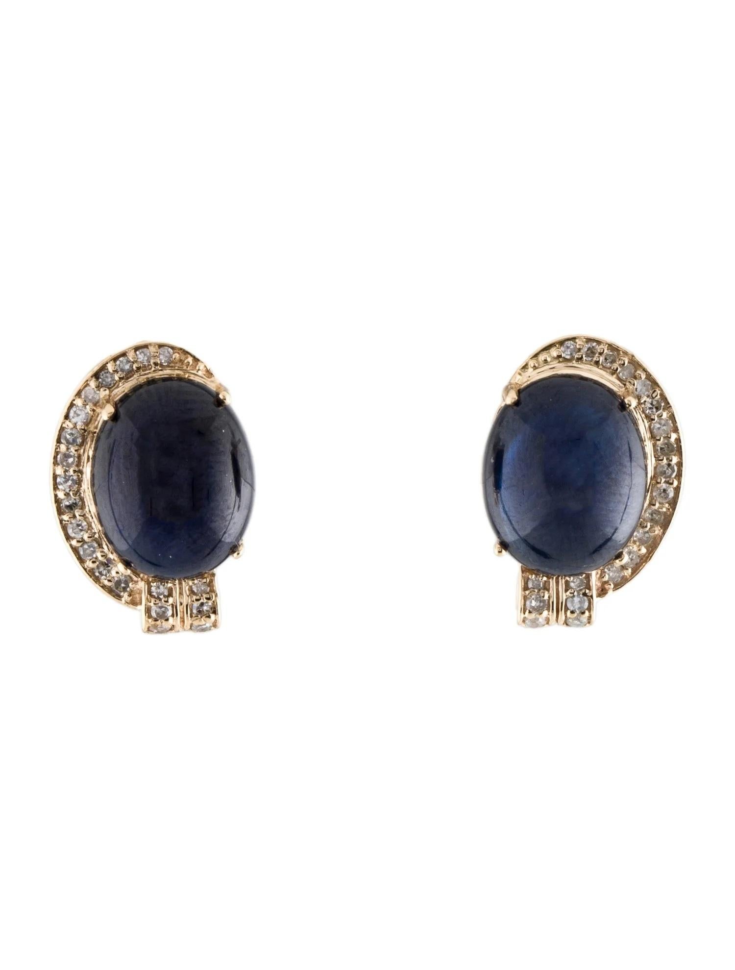 Oval Cut 14K Sapphire & Diamond Stud Earrings, 11.70ctw Oval Blue Sapphire For Sale