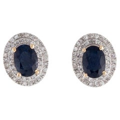 14K Boucles d'oreilles saphir et diamant 1.86ctw - Fine Statement Jewelry, Luxury