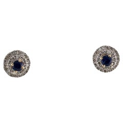 14K Sapphire Diamond Stud Earrings - Blue Gemstone Fine Jewelry Accessory