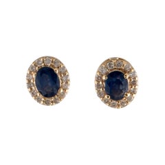 14K Sapphire 
Diamond Stud Earrings - Elegant Gemstone Jewelry Timeless Sparkle