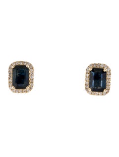 14K Sapphire & Diamond Stud Earrings - Timeless Elegance, Statement Jewelry