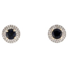 14K Sapphire & Diamond Stud Earrings - Timeless Elegance, Statement Jewelry