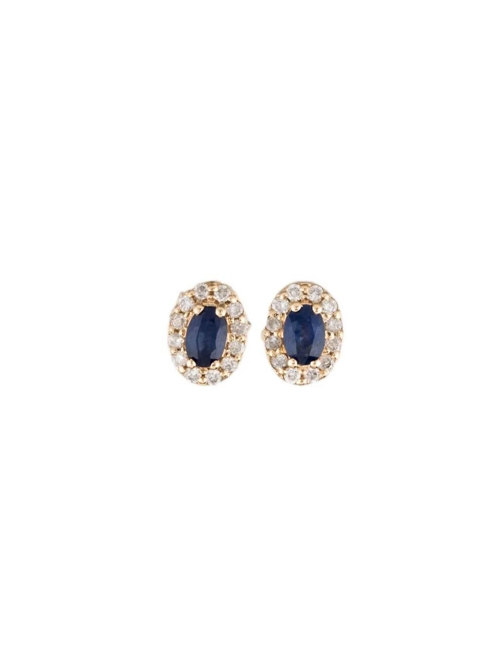 14K Sapphire & Diamond Stud Earrings - Timeless Style, Blue Gemstones, Luxury In New Condition For Sale In Holtsville, NY