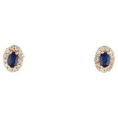 14K Sapphire & Diamond Stud Earrings - Timeless Style, Blue Gemstones, Luxury