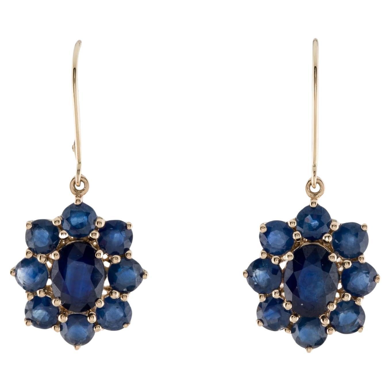 14K Sapphire Drop Stud Earrings, 8.87ctw For Sale