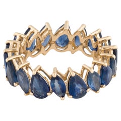 14K Sapphire Eternity Band, 5.40 Carats, Marquise 
Pear Shaped, Size 6.75