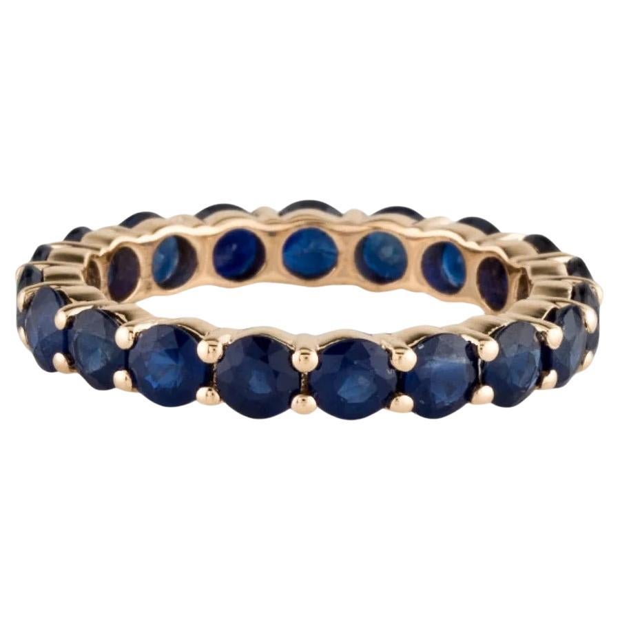 14K Sapphire Eternity Band Ring 3.80ctw Size 7.5 - Fine Jewelry Blue Gemstone