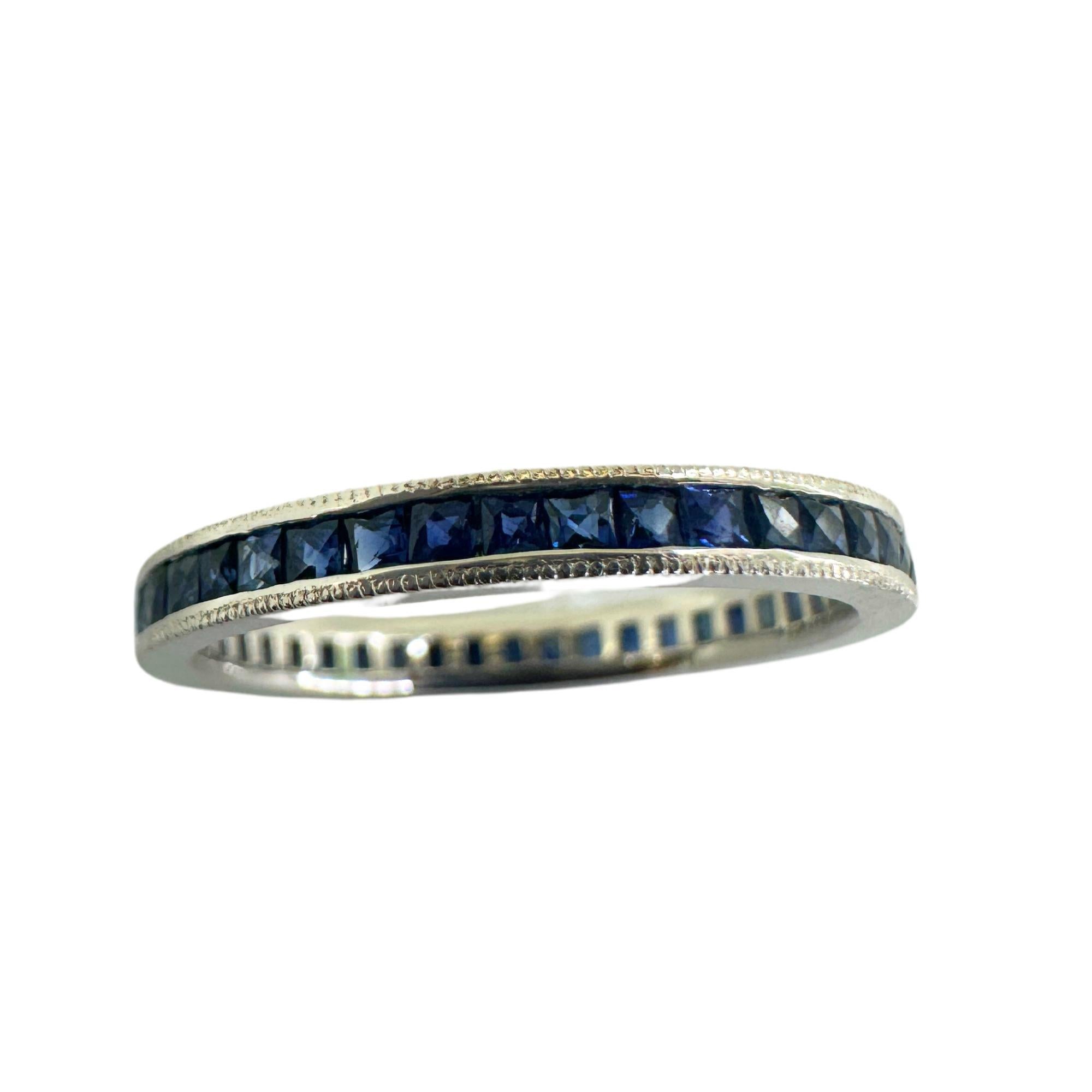 French Cut 14K Sapphire Eternity Ring