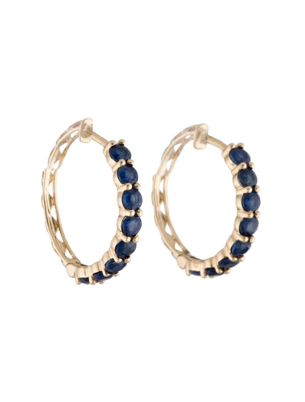14K Sapphire Hoop Earrings - Blauer Edelstein Fine Jewelry Accessoire, Luxuriös im Zustand „Neu“ in Holtsville, NY