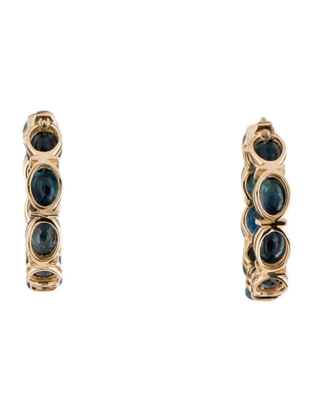 Oval Cut 14K Sapphire Inside-Outside Hoop Earrings 7.00ctw Yellow Gold Fine Jewelry