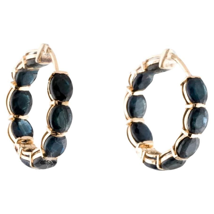 14K Boucles d'oreilles saphir Inside-Outside Or jaune 7.00ctw Fine Jewelry en vente