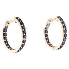 14K Sapphire Inside-Outside Hoop Earrings - Timeless 
Elegant Statement Jewelry