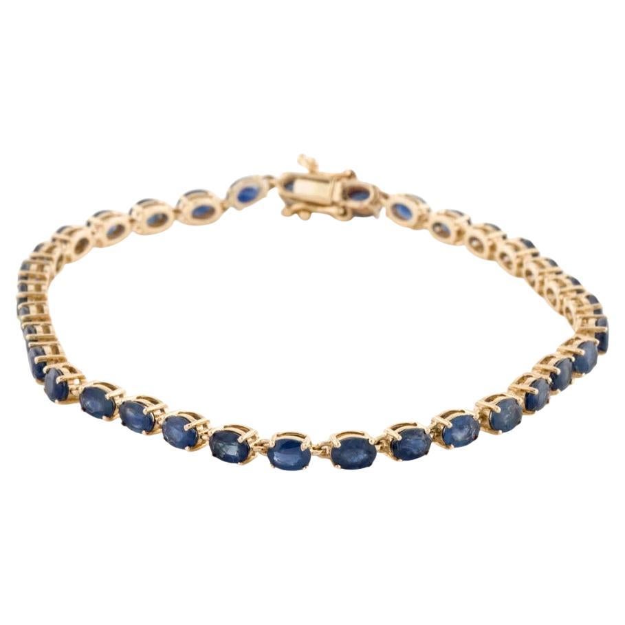 14K Sapphire Link Bracelet, 6.70 Carats - Yellow Gold, Statement Jewelry Piece For Sale