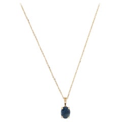 Collana con ciondolo in zaffiro 14K - 1,33ct, elegante gemma blu, design senza tempo