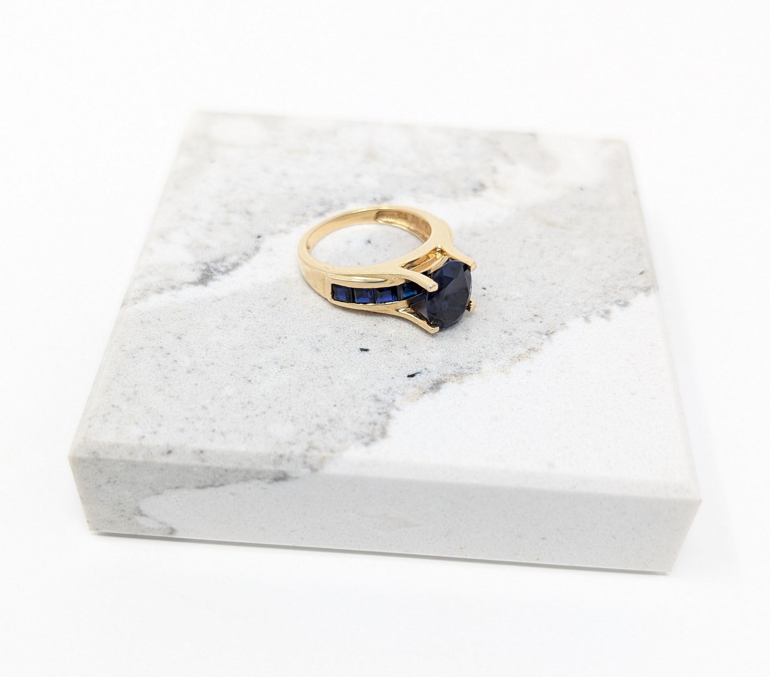 14k Sapphire Ring US Size 7 Solid Yellow Gold Fine Engagement Oval Channel Set For Sale 1