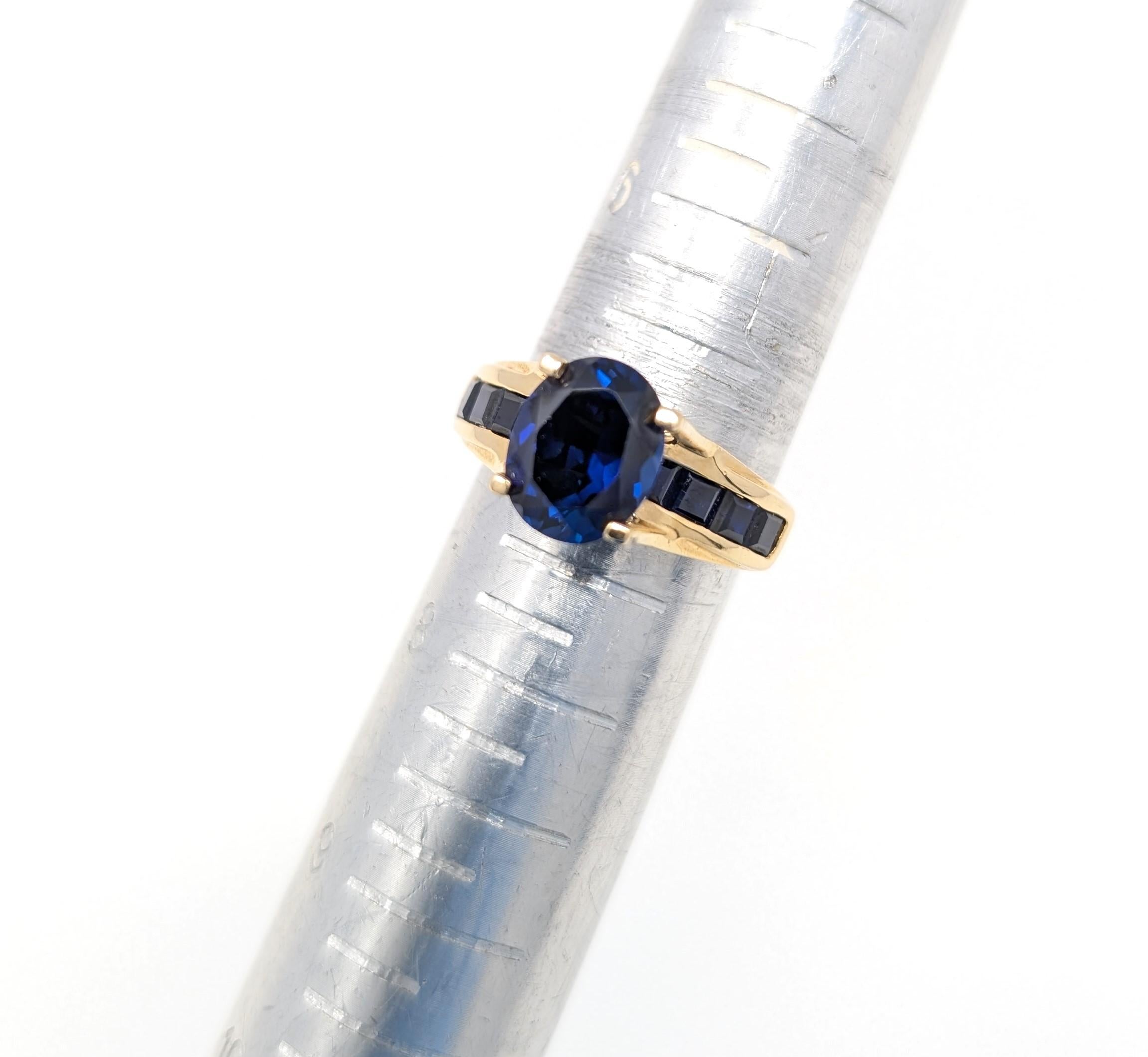 14k Sapphire Ring US Size 7 Solid Yellow Gold Fine Engagement Oval Channel Set For Sale 2