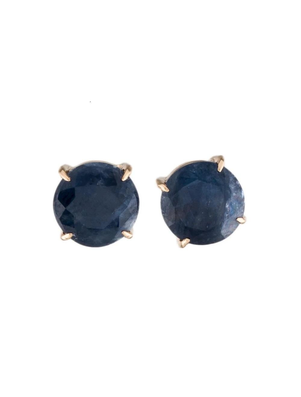 14K Sapphire Stud Earrings 3.69ctw: Timeless Elegance in Yellow Gold - Luxury In New Condition For Sale In Holtsville, NY