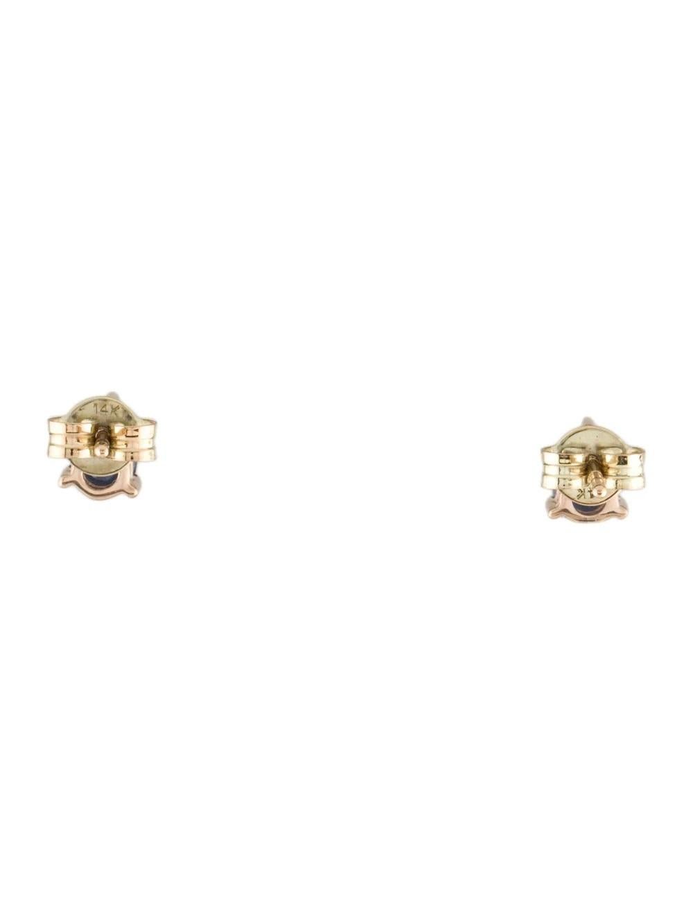 14K Sapphire Stud Earrings Blue Gemstone Yellow Gold - Timeless Jewelry In New Condition For Sale In Holtsville, NY