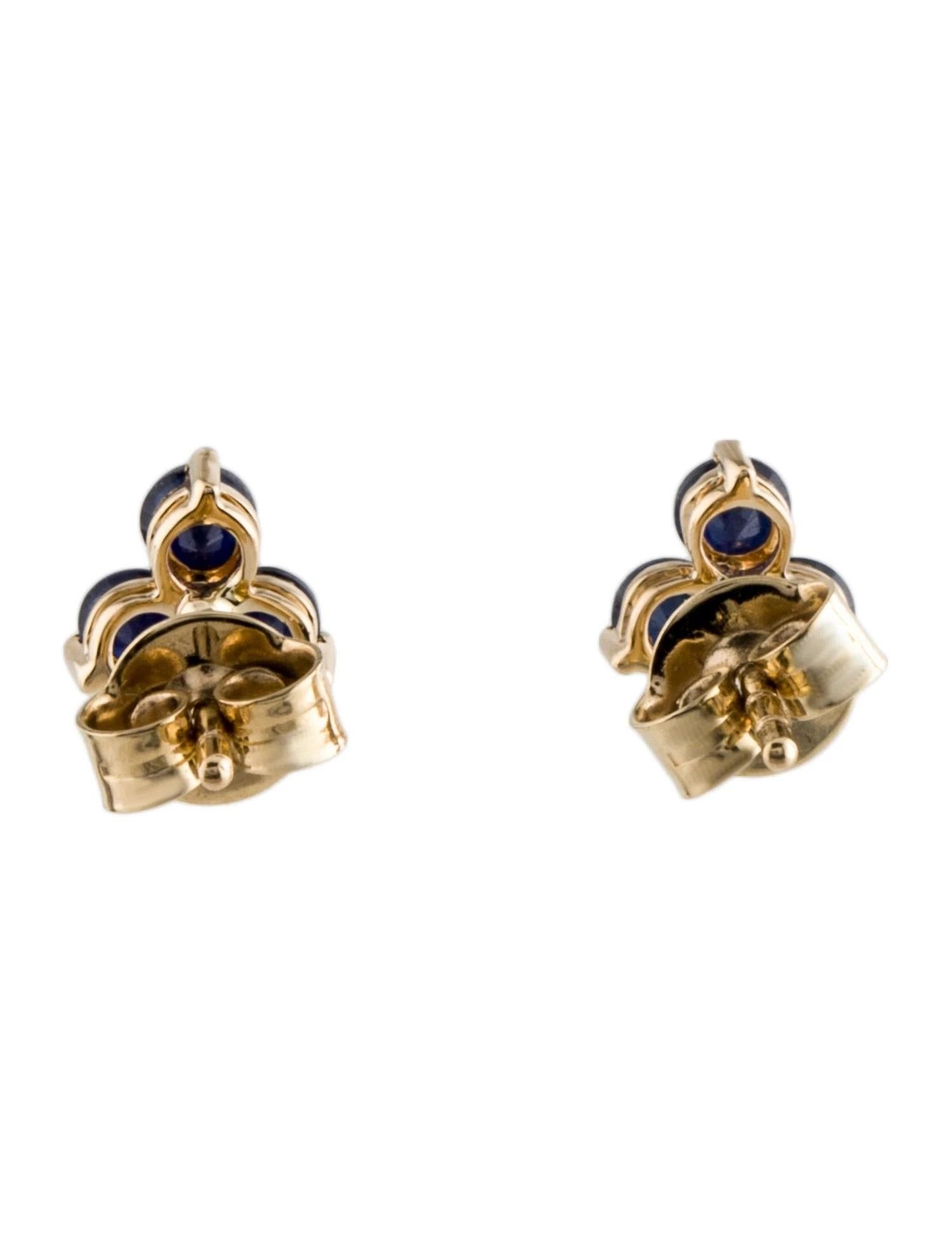Artist 14K Sapphire Stud Earrings - Elegant Round Modified Brilliant Stones For Sale
