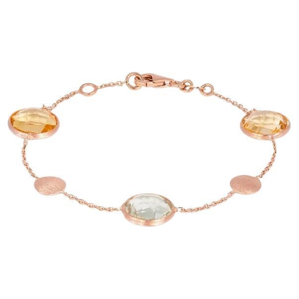 Kensington-Armband aus 14 Karat Satin-Roségold mit Citrin und Prasiolith