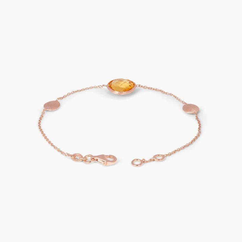 14K Satin Rose Gold Kensington Bracelet with Citrine In New Condition For Sale In Fulham business exchange, London