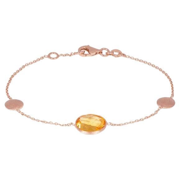 14K Satin Rose Gold Kensington Bracelet with Citrine For Sale