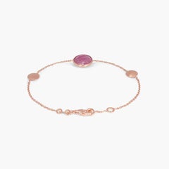 14K Satin Rose Gold Kensington Bracelet with Ruby Root