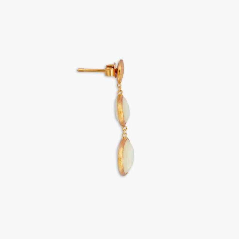 18k yellow gold & 14k rose gold double drop dangle earrings
