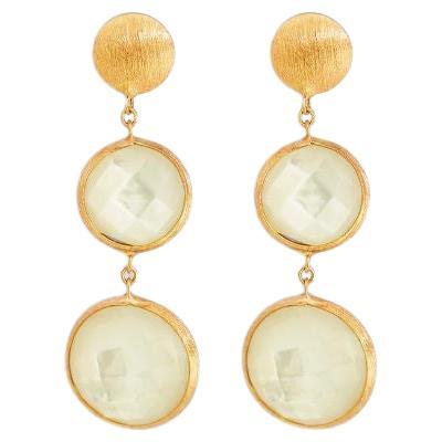 14k Satin Rose Gold Kensington Double Drop Earrings with White Mother of Pearl