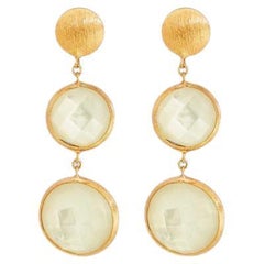 14k Satin Rose Gold Kensington Double Drop Earrings with White Mother of Pearl