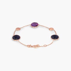 14K Satin Rose Gold Kensington Double Stone Bracelet in Sapphire and Amethyst