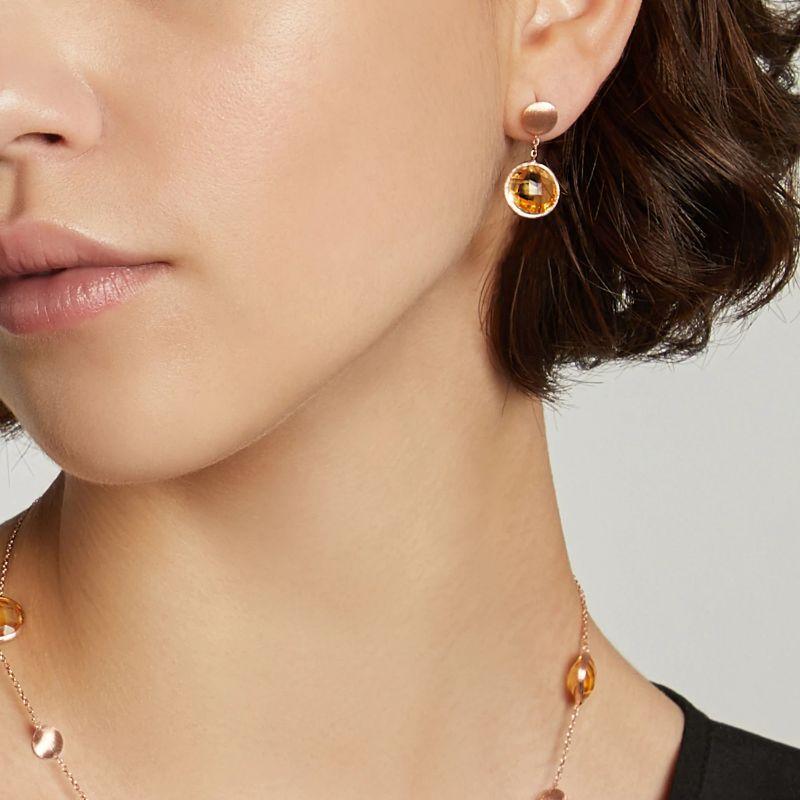 Orecchini pendenti Kensington in oro rosa satinato 14k con citrino In condizioni Nuovo in vendita a Fulham business exchange, London