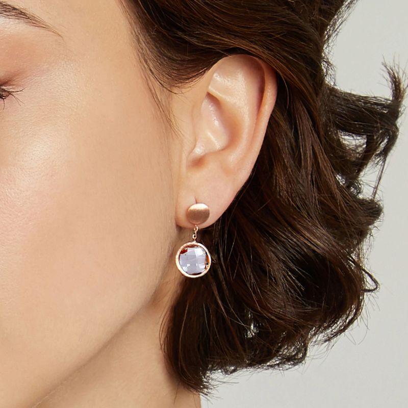 Women's 14k Satin Rose Gold Kensington Drop Earrings with Prasiolite For Sale