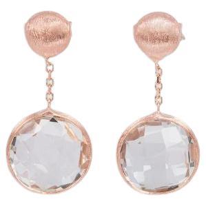 Pendientes Gota Kensington de Oro Rosa Satinado 14k con Prasiolita