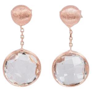 Boucles d'oreilles Kensington en or rose satiné 14 carats avec Prasiolite