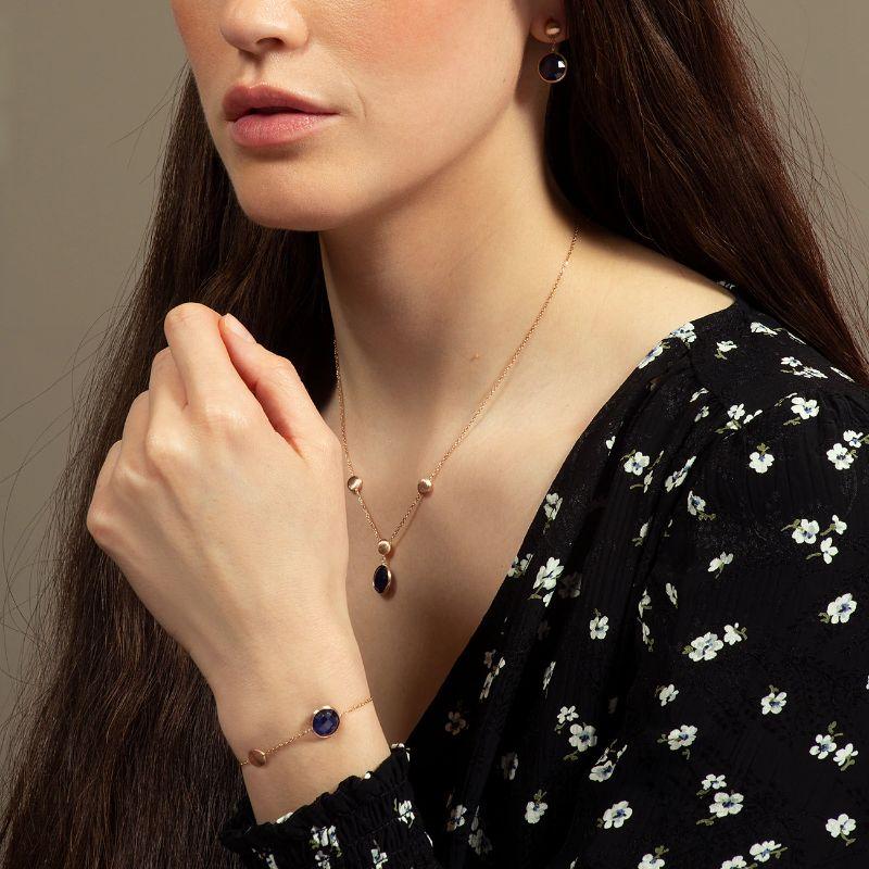 Women's 14k Satin Rose Gold Kensington Drop Earrings with Sapphire For Sale