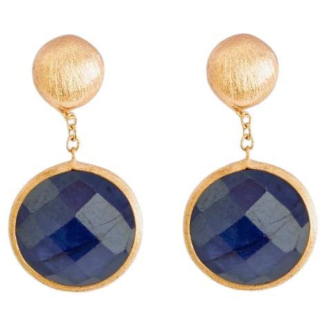 14k Satin Rose Gold Kensington Drop Earrings with Sapphire For Sale