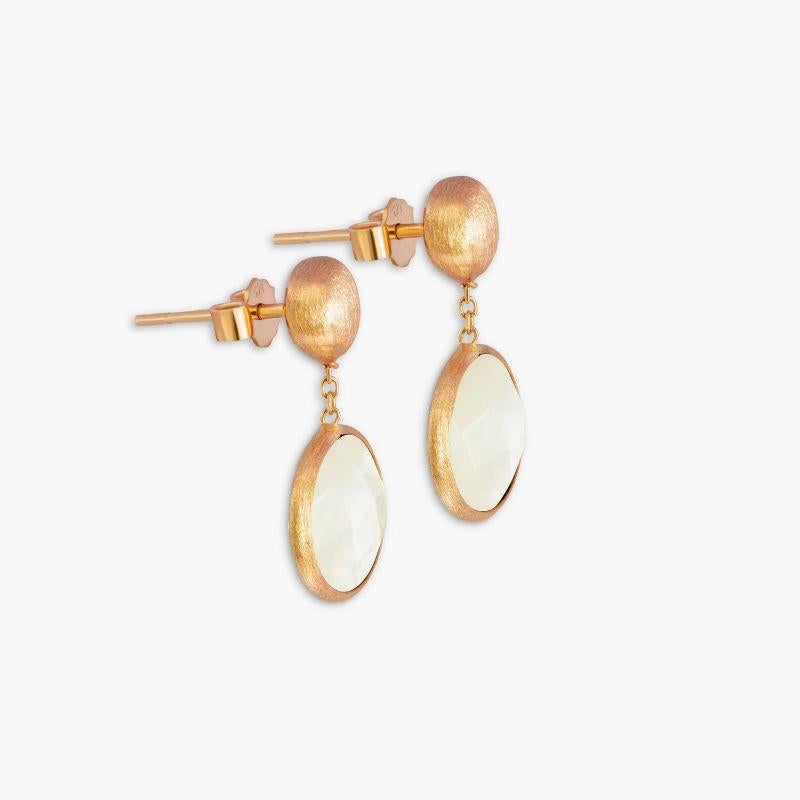 14K satin rose gold Kensington drop earrings with white mother of pearl

These drop earrings feature faceted stones that dangle from a short-chain. Each stone is bezel set and holds a unique meaning, with mother of pearl being the stone of