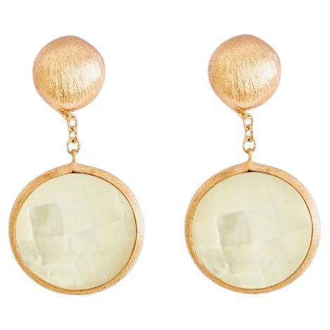 14k Satin Rose Gold Kensington Drop Earrings with White Mother of Pearl For Sale