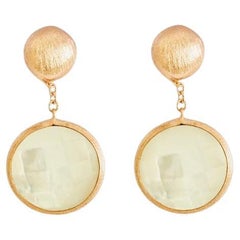 Boucles d'oreilles pendantes Kensington en or rose satiné 14 carats avec nacre blanche