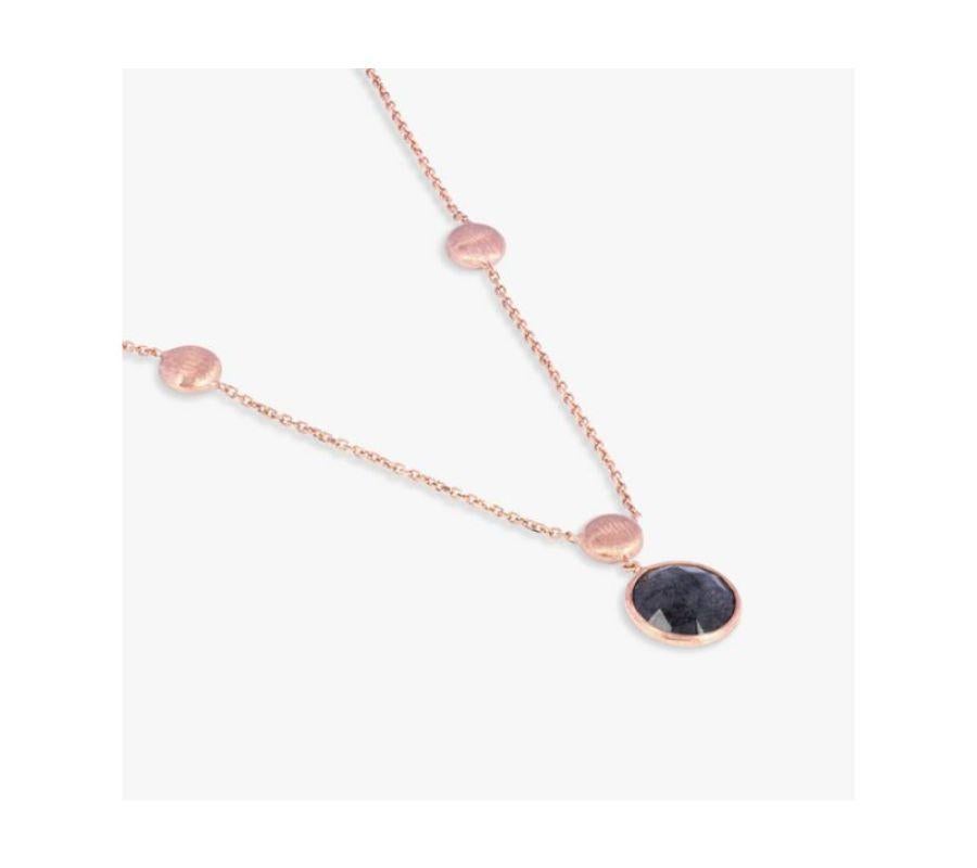 14K Satin Rose Gold Kensington Necklace in Black ith Rutilated Quartz In New Condition For Sale In Fulham business exchange, London