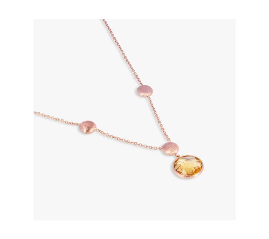 14K Satin Rose Gold Kensington Necklace with Citrine In New Condition For Sale In Fulham business exchange, London