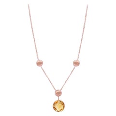 14K Satin Rose Gold Kensington Necklace with Citrine