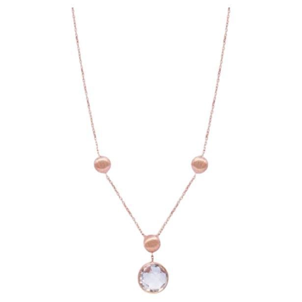 14K Satin Rose Gold Kensington Necklace with Prasiolite For Sale