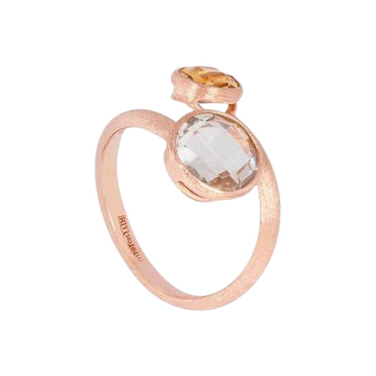 Bague Kensington en or rose 14 carats satiné avec citrine et Prasiolite, taille M