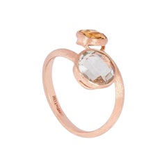 Anillo Kensington de oro rosa satinado de 14 quilates con citrino y prasiolita, talla M